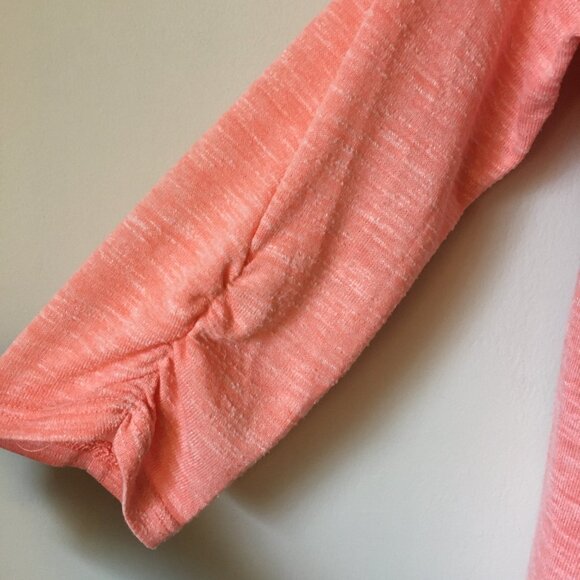 Pastelcore Coral Heathered Back Crochet Lace Long Sleeve A-Line Top - Picture 8 of 10